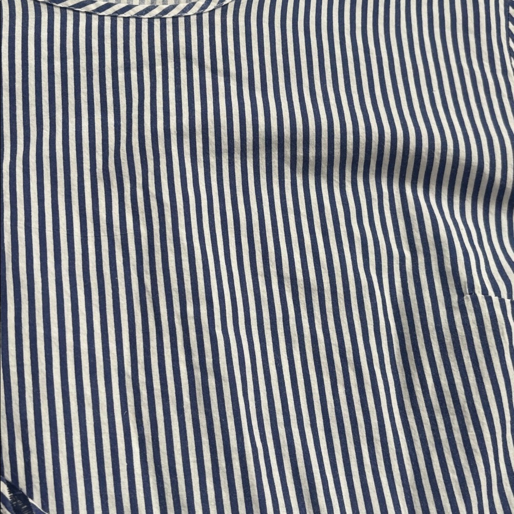 Luna Moon |Striped and Embroidered Boho Bell Sleeve Top Navy and White Sz Medium - Picture 3 of 11